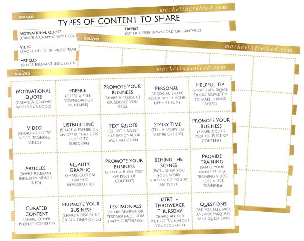 20 types of content to share on social media swipe type in calendars