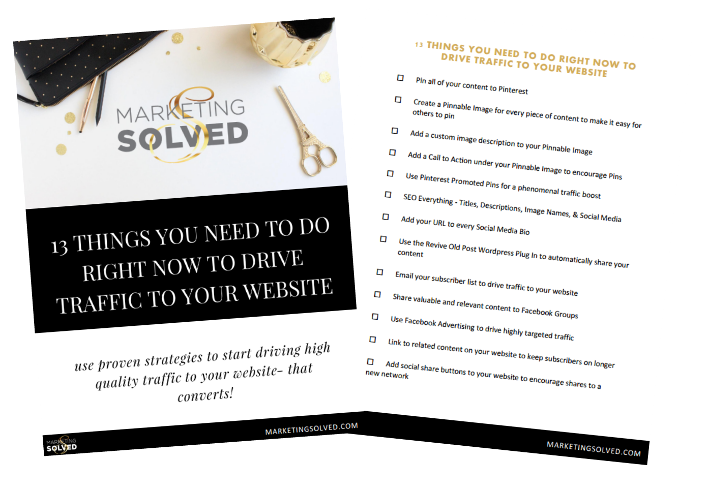 13 Things You Need to Do Right Now to Drive Traffic To Your Website Checklist - Marketing Solved 