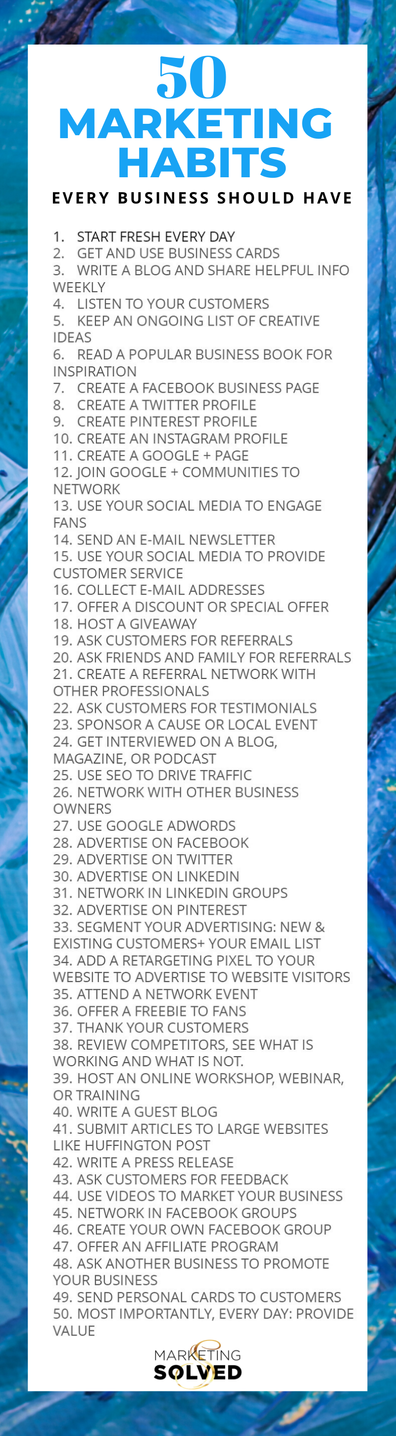50 Marketing Habits Every Business Should Have // Marketing Ideas // Marketing Tips