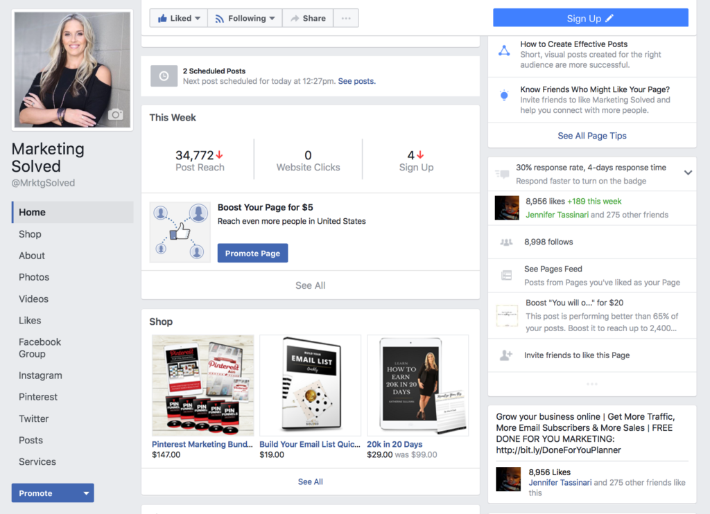 Facebook Page Shop 