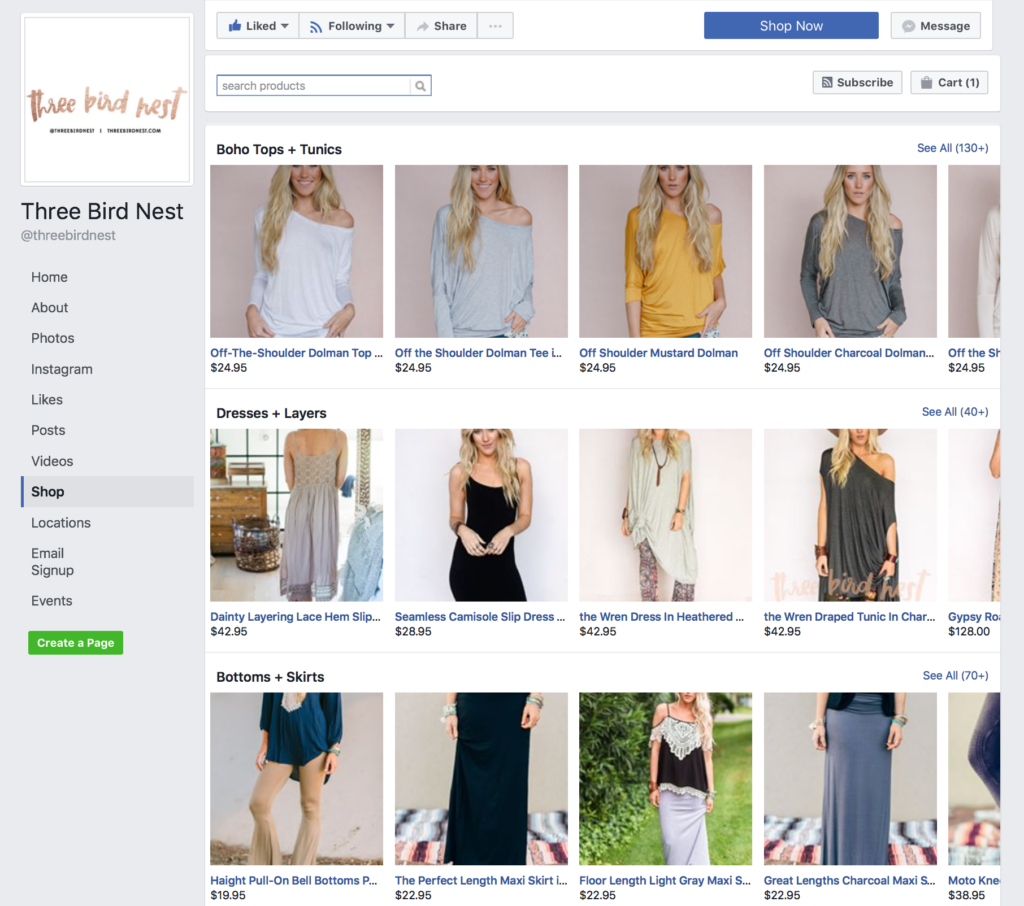 Facebook Product Shop 