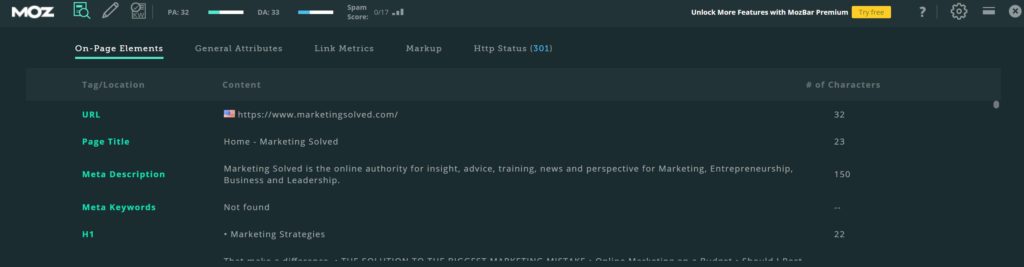 Mozbar SEO Reporting Tool