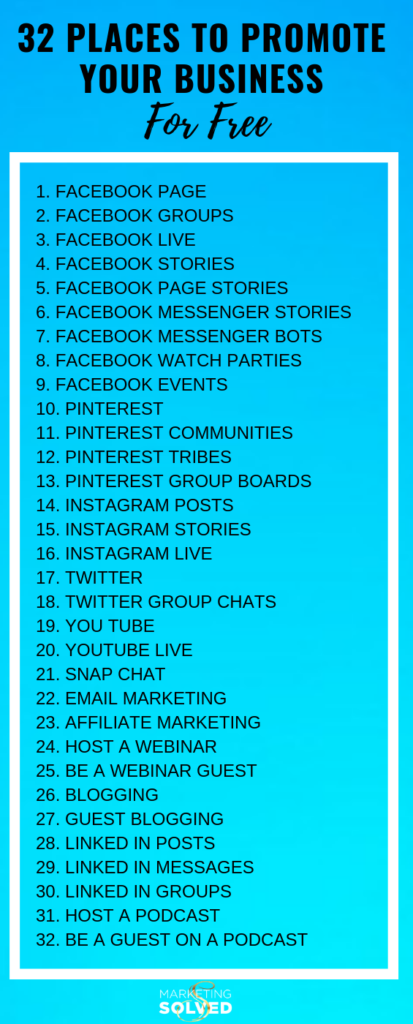 32 Places You Can Promote Your Business For Free // #Marketing // #MarketingIdeas